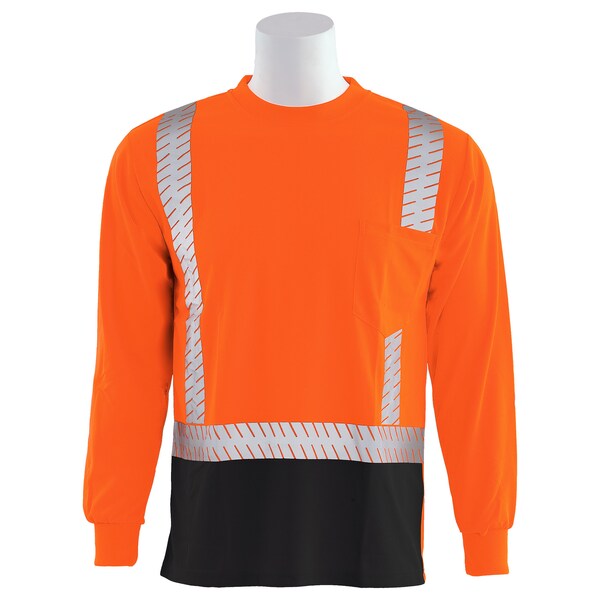 Erb Safety T-Shirt, Brdseye Msh, Lng Slv, Class2, 9007SBSEG, Hi-Viz Orng/Blk, LG 62463